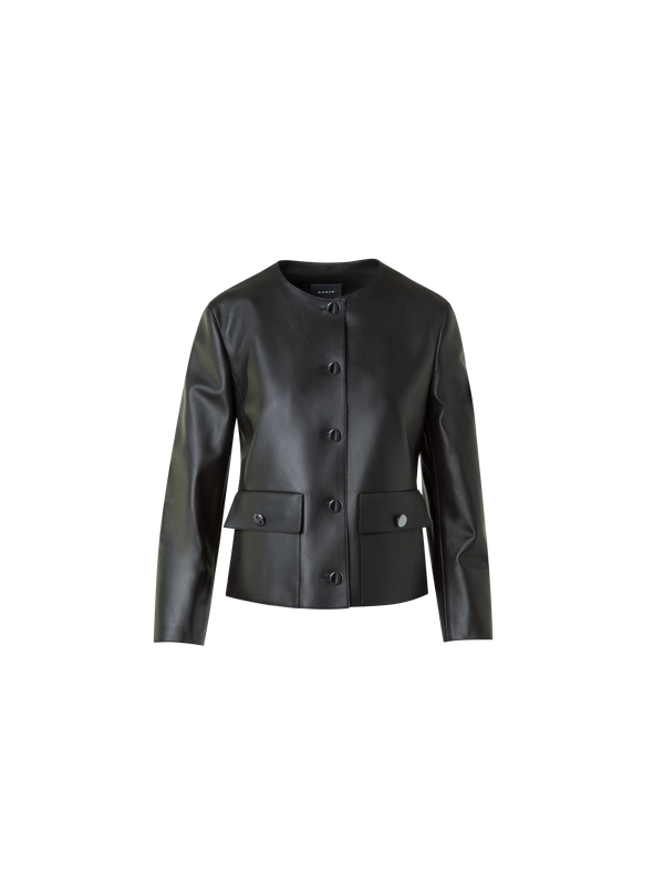 Designer Leather Jacket with Bracelet Sleeves - black - neutral