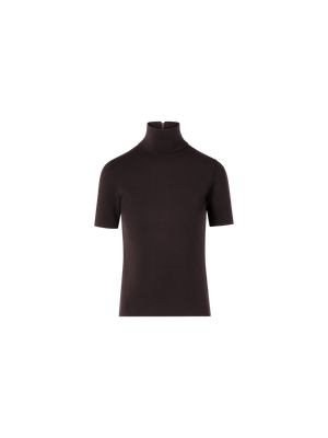 Designer Shortsleeve Wool Milano Knit Sweater - brown