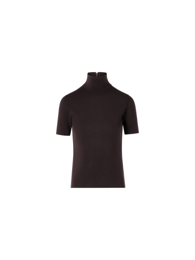 Designer Shortsleeve Wool Milano Knit Sweater - brown