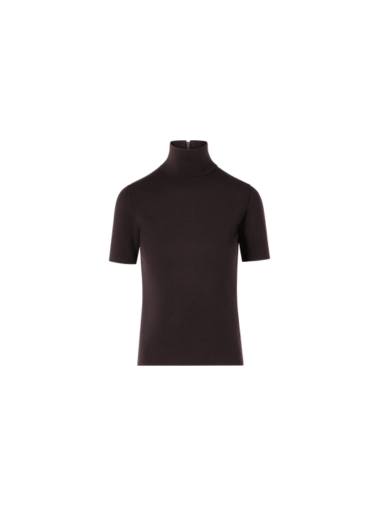 Designer Shortsleeve Wool Milano Knit Sweater - brown