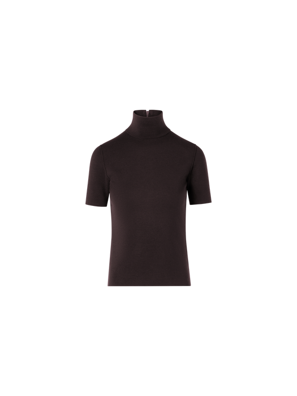 Designer Shortsleeve Wool Milano Knit Sweater - brown