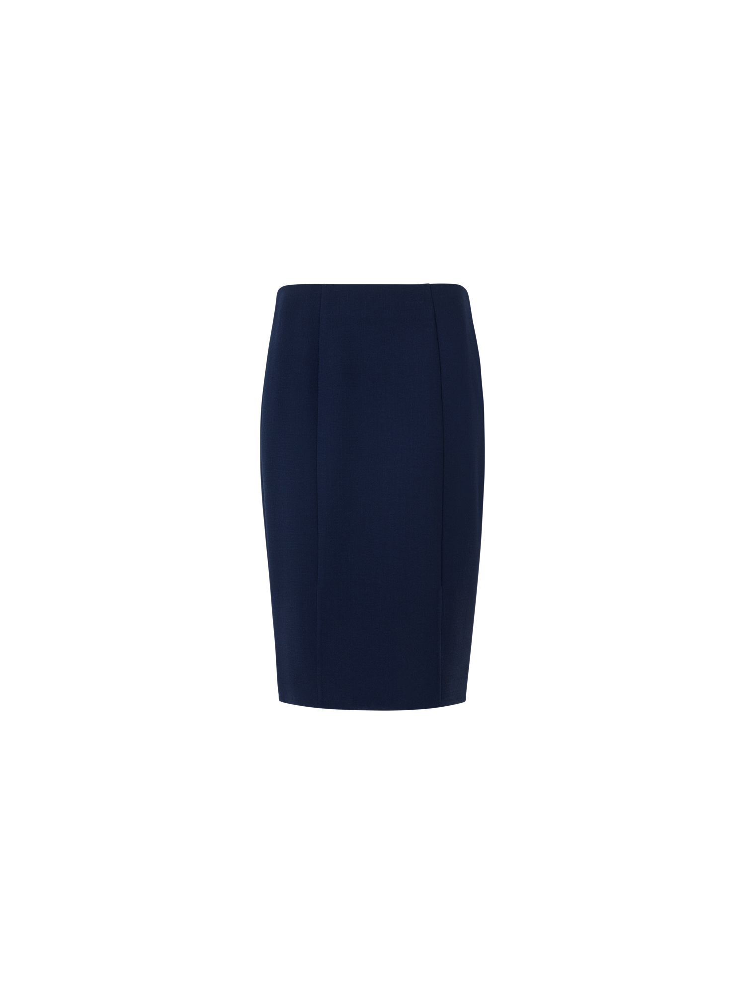 Designer Wool-Crêpe Double-Face Pencil Skirt - navy