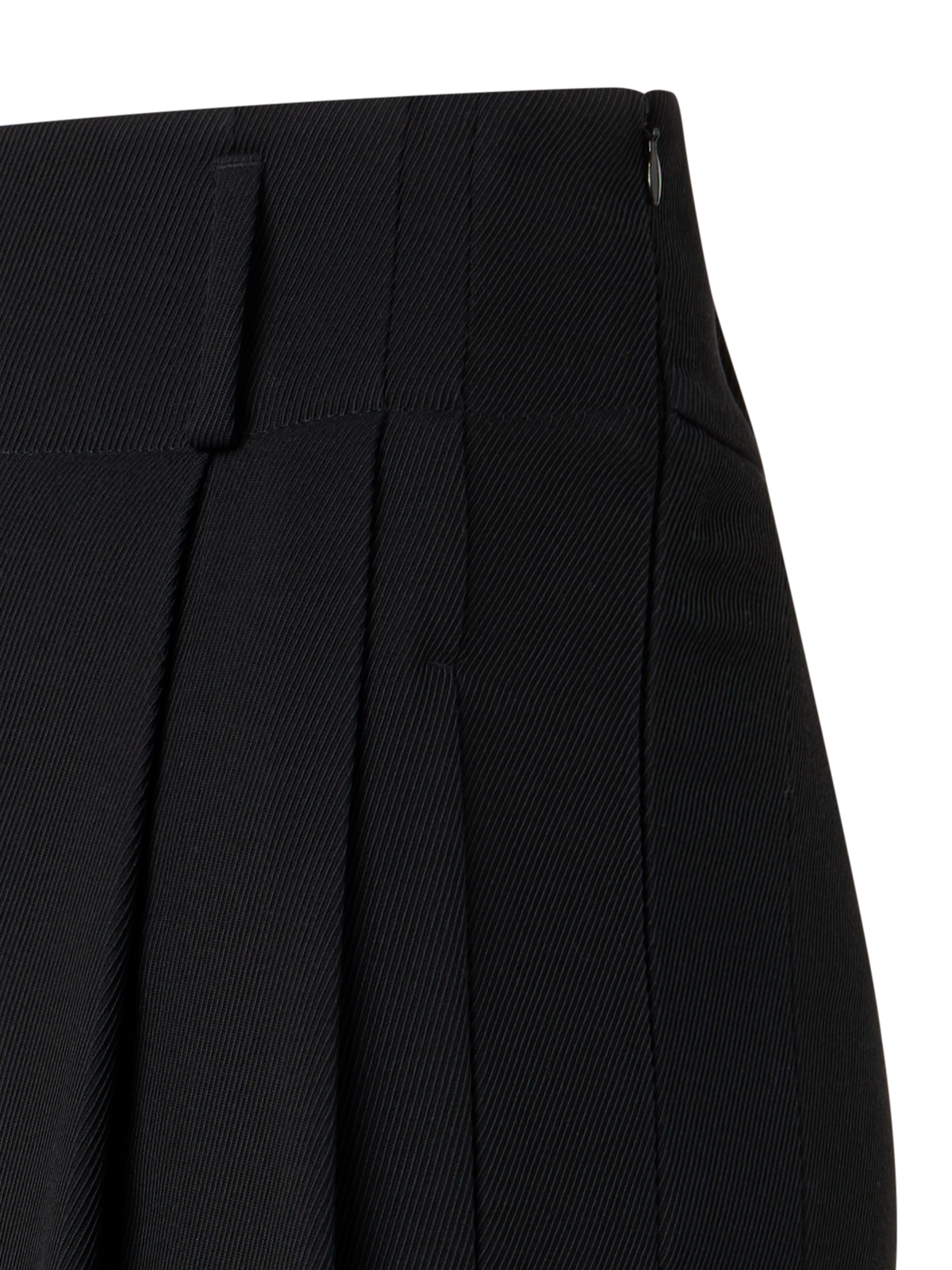 Designer High Waist Pleated Pants in Wool Tricotine - black