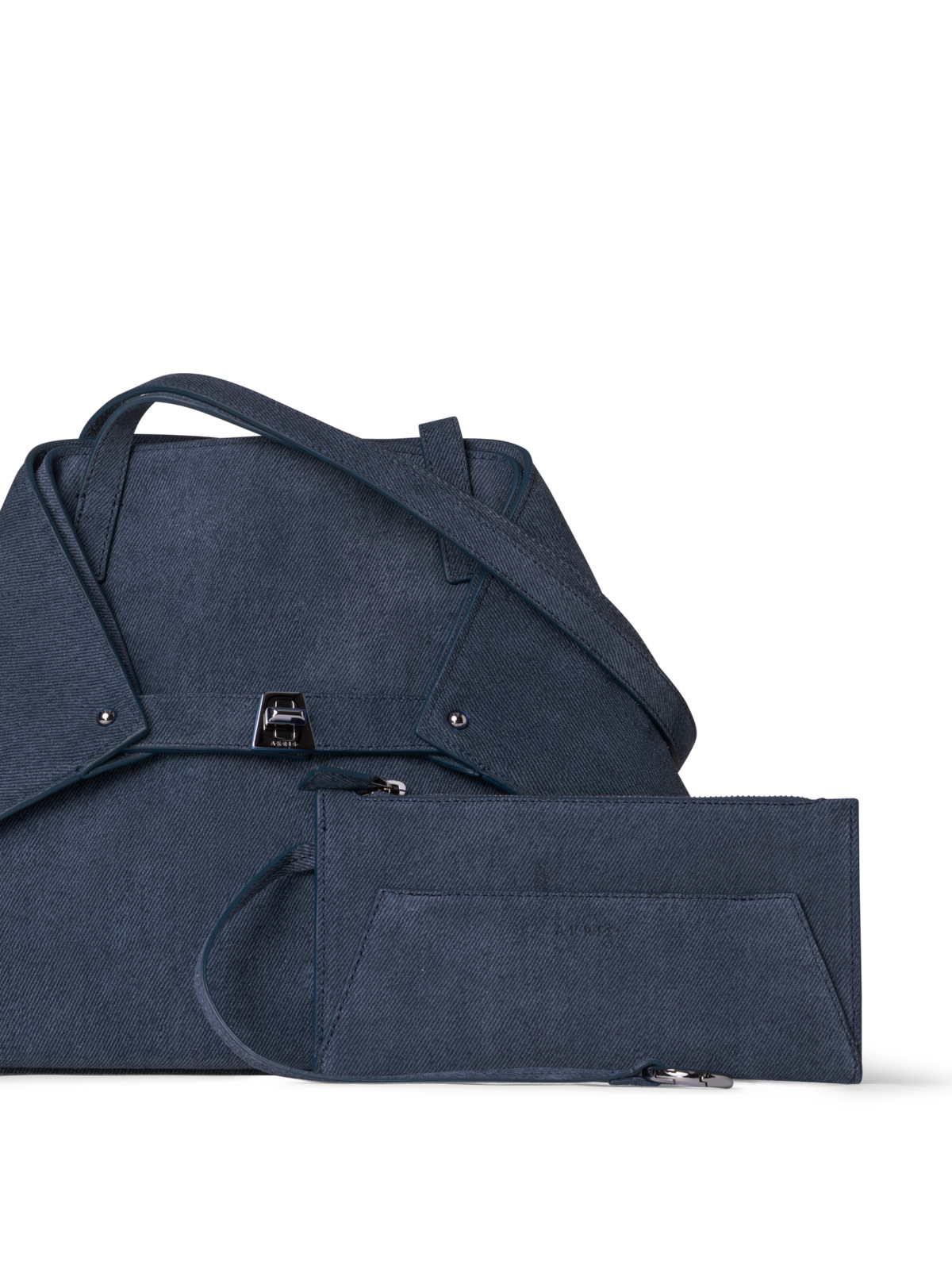 Designer Ai Small Shoulder Tote - navy - blue