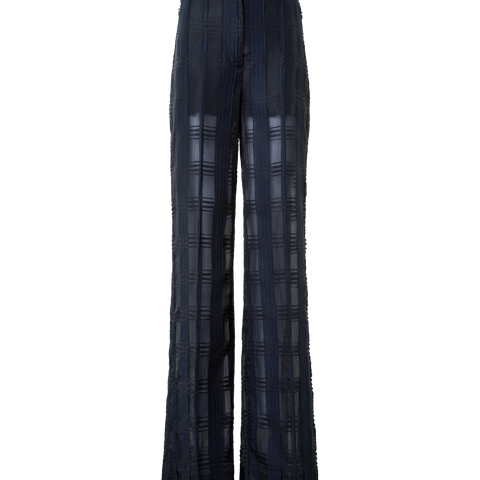 Straight Wide Cotton Plaid Pants