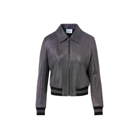 Metallic Birdseye Jersey Bomber Jacket