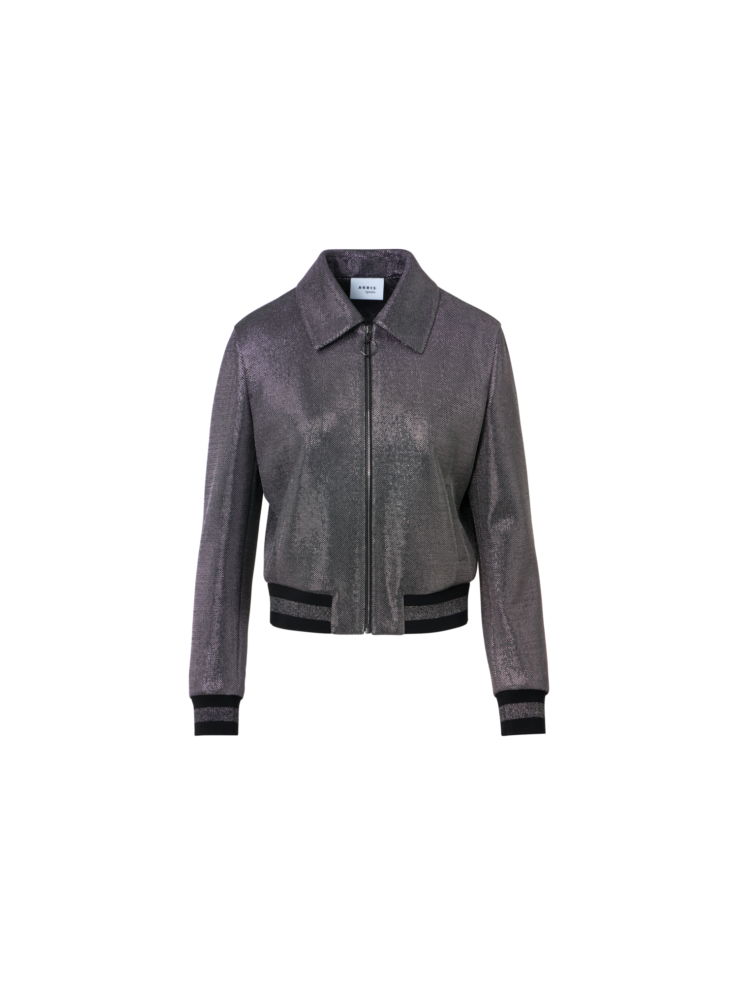 Designer Metallic Birdseye Jersey Bomber Jacket - grey