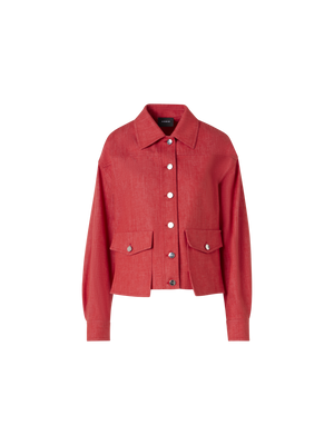 Designer Hilly Oversize Jacket in Cotton Denim - red