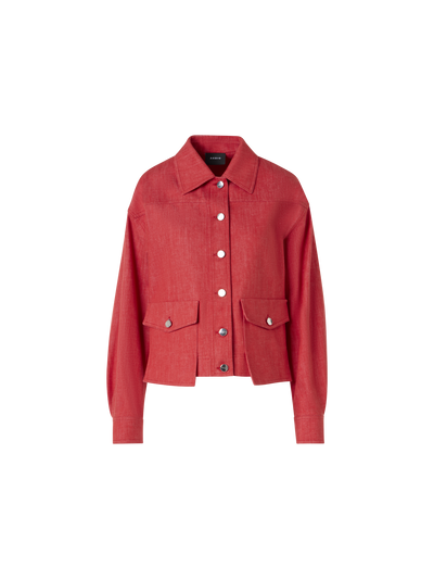 Designer Hilly Oversize Jacket in Cotton Denim - red