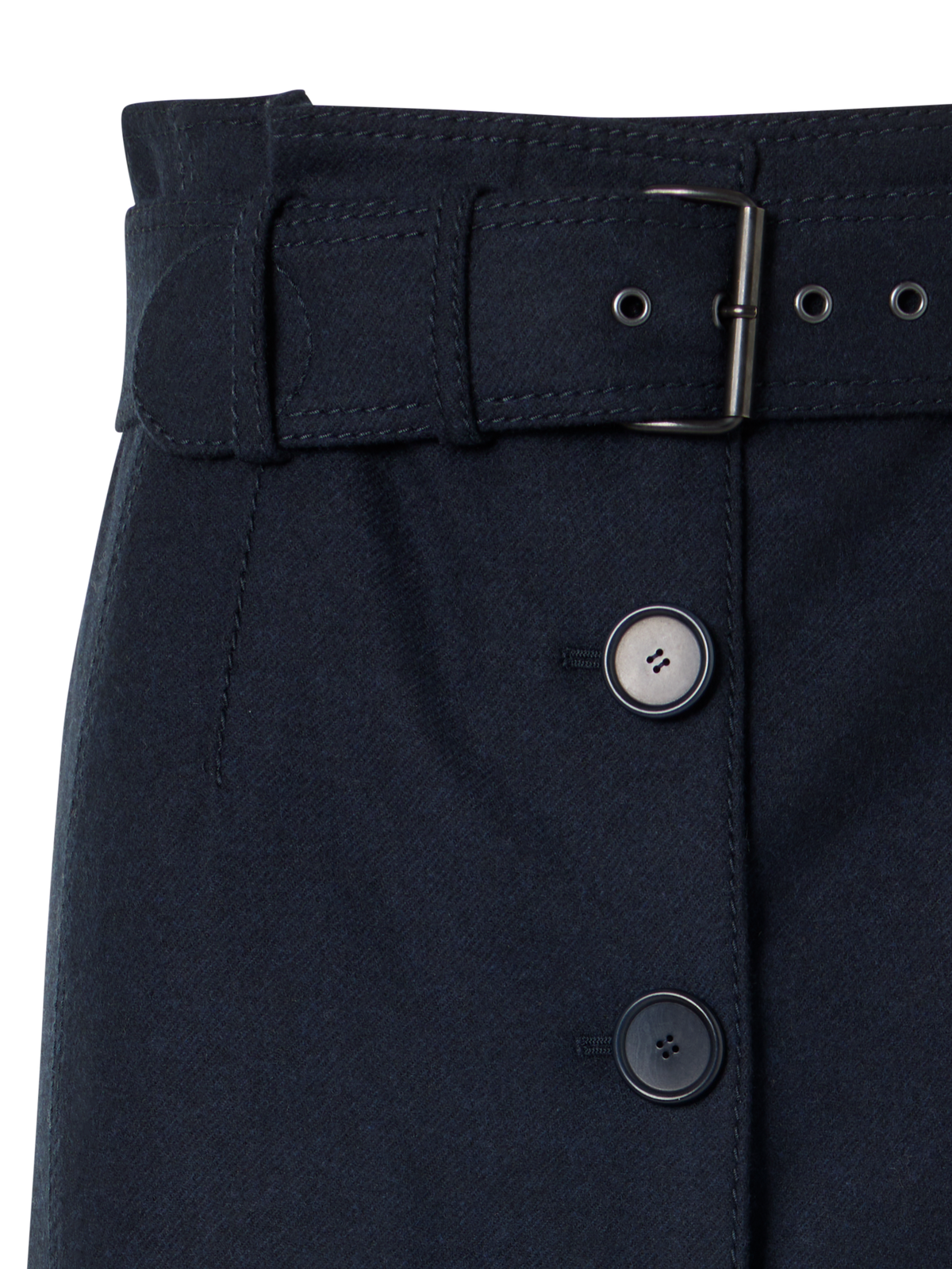 Designer High Waist Wool Flannel Pencil Skirt - navy