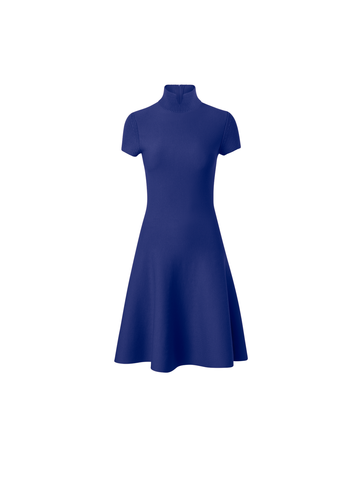 Designer Merino Wool Knit Dress with Mock Neck Slit - purple