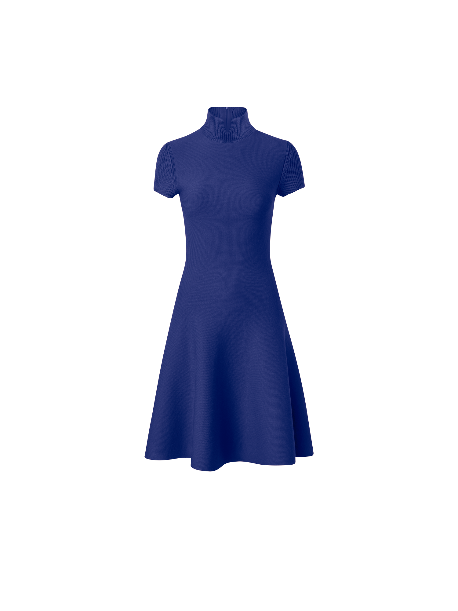 Designer Merino Wool Knit Dress with Mock Neck Slit - purple