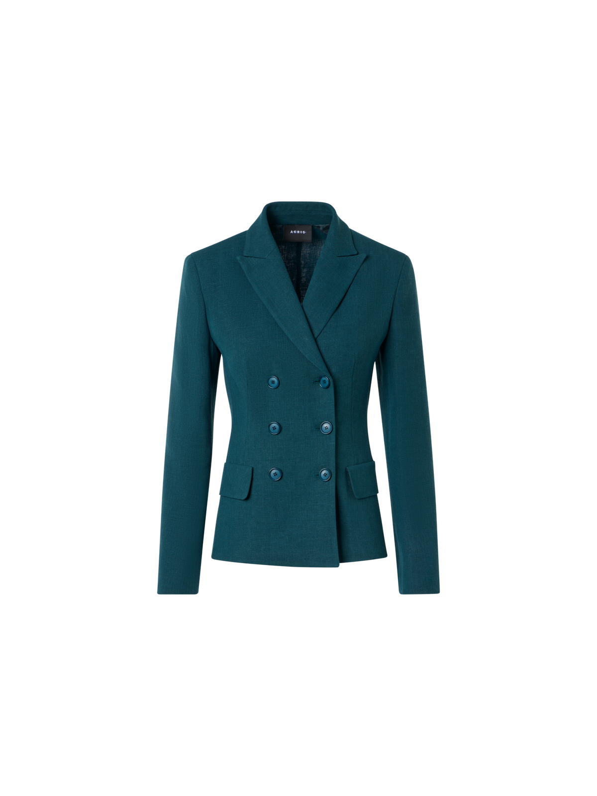 Designer Hannah Fitted Double-Breasted Linen Wool Jacket - green