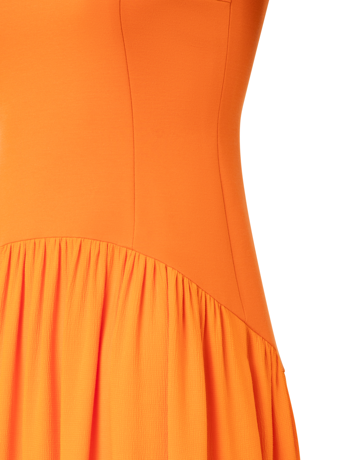 Designer Mix Media Halter Top Midi Dress - orange