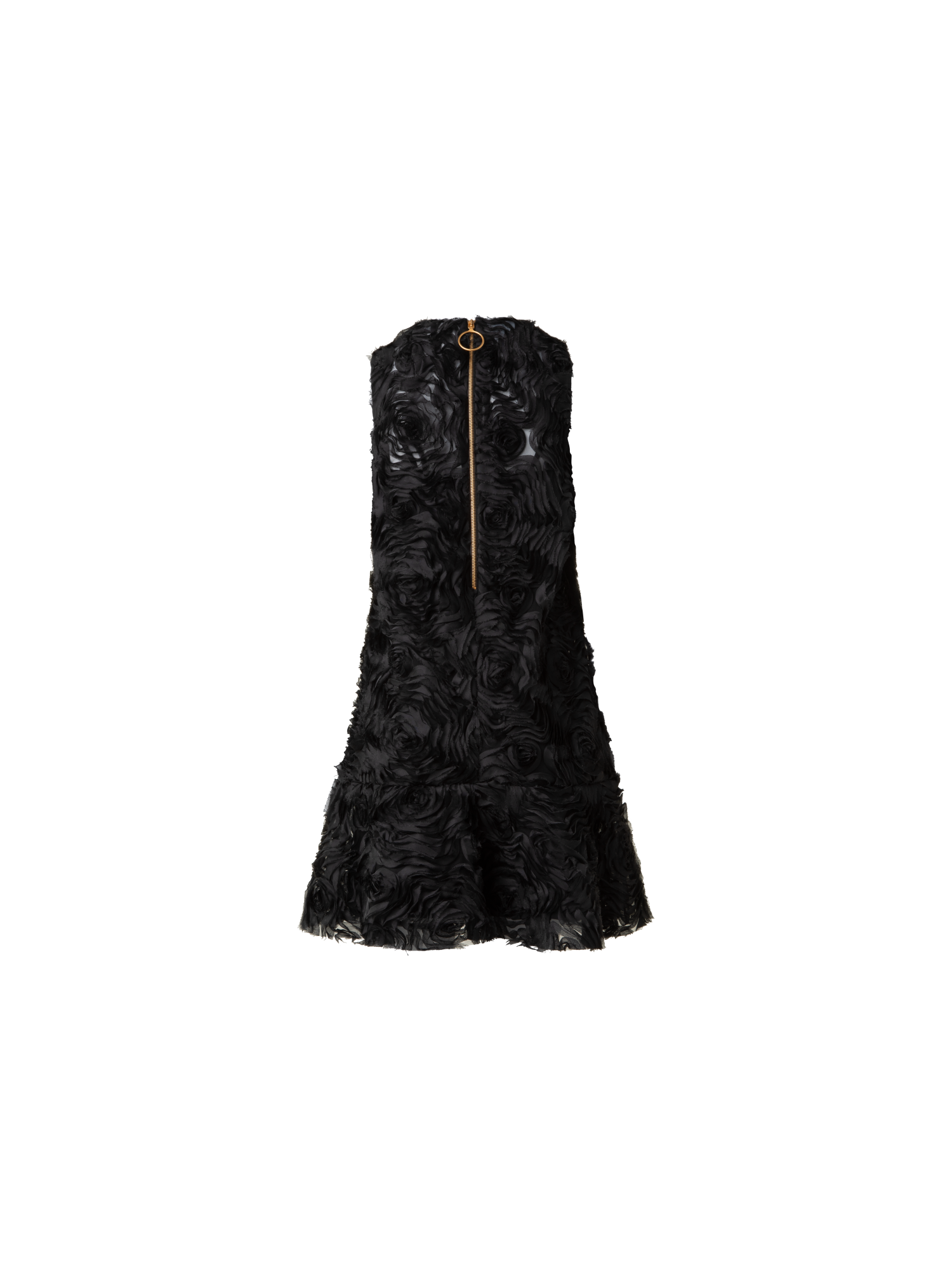 Designer Cocktail Dress with 3D Carnation Embroidery - black