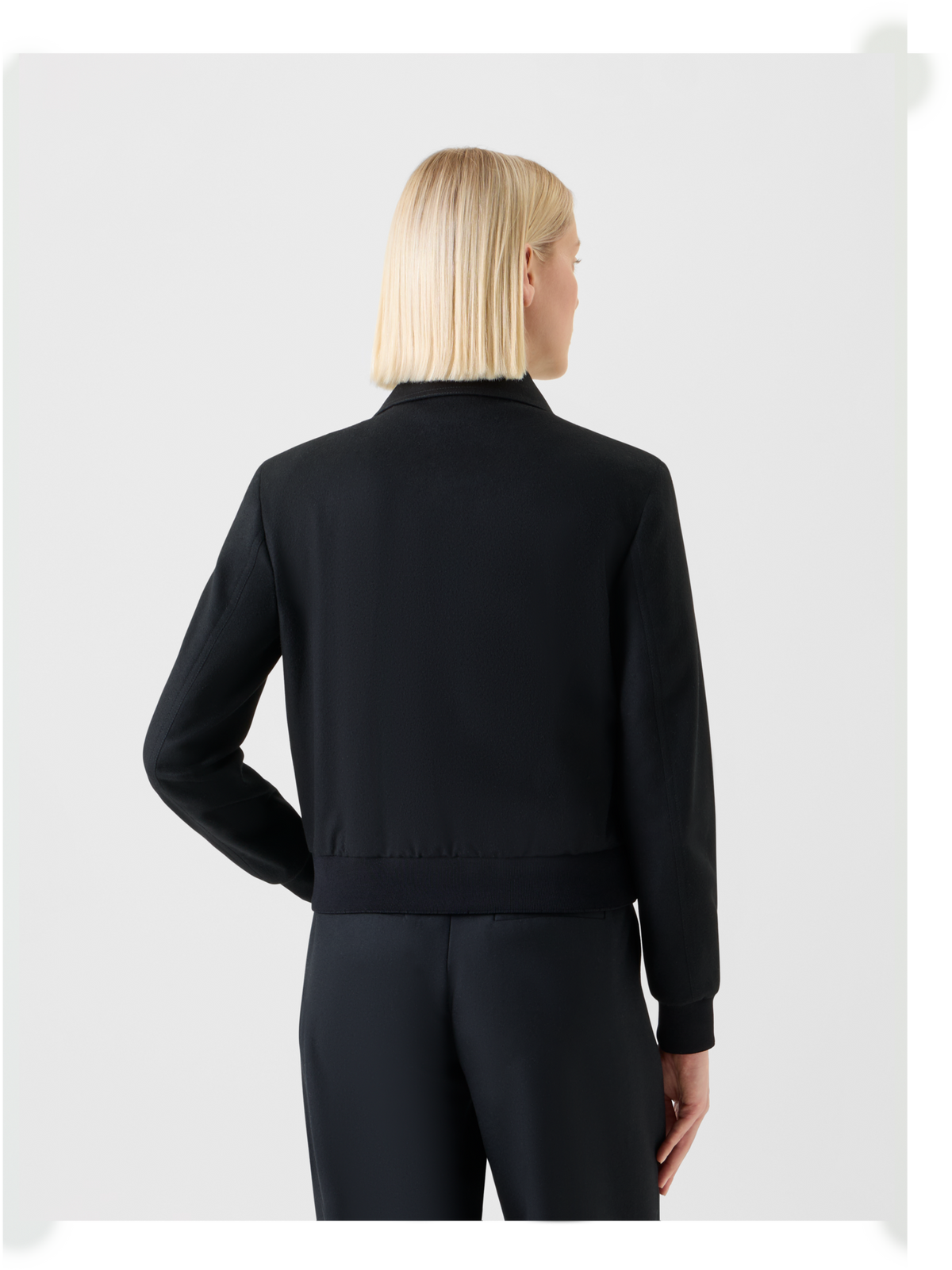 Designer Short Wool Cashmere Bomber Jacket - black - neutral #editorial