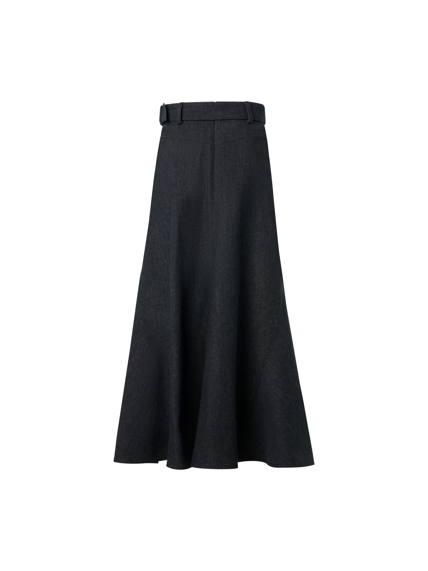 Designer Denim A-line Midi Skirt - black