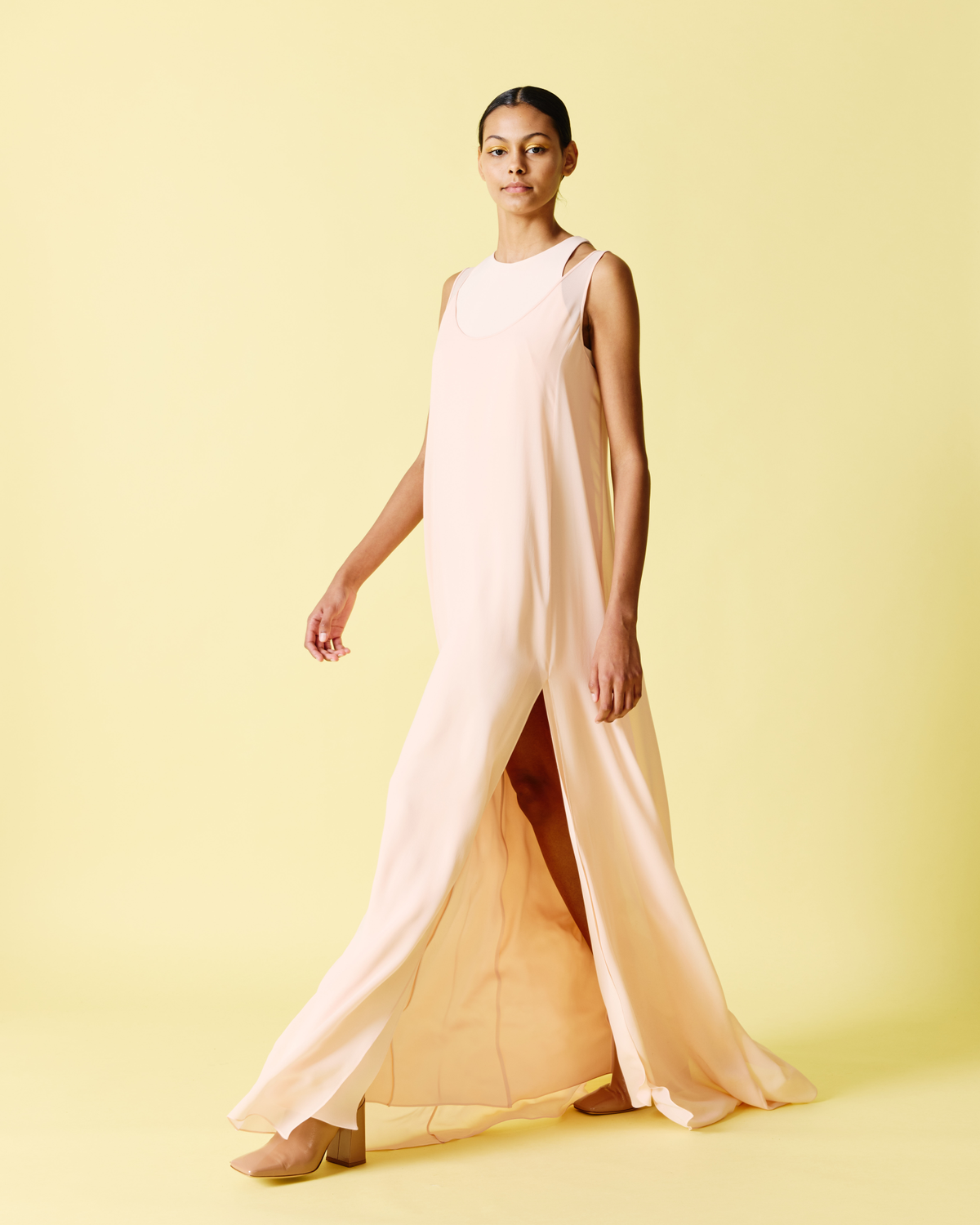 Designer Long Silk Gown with Silk Georgette Overlayer - pink #editorial