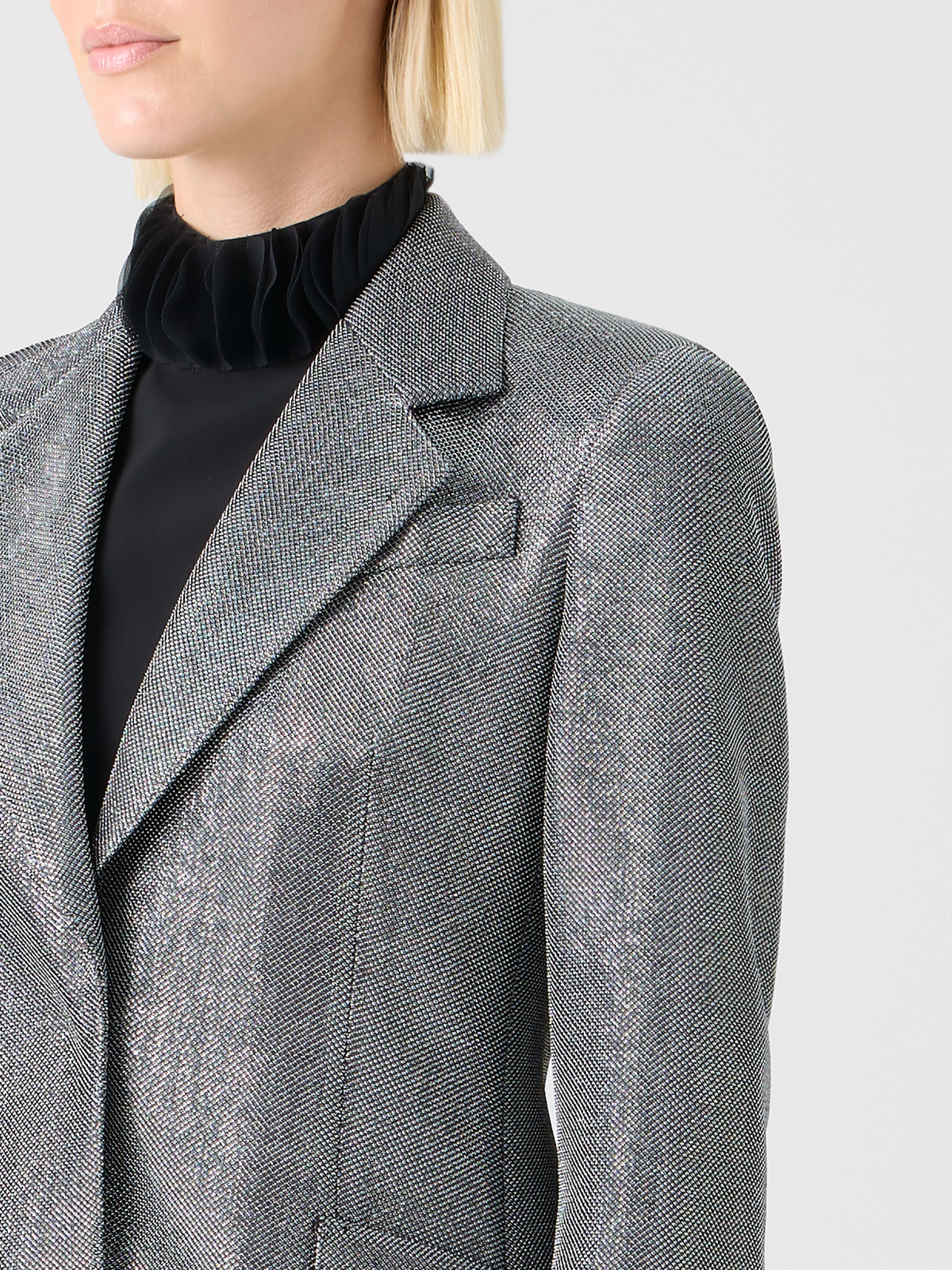 Designer Metallic Birdseye Jersey Blazer - grey - silver #editorial