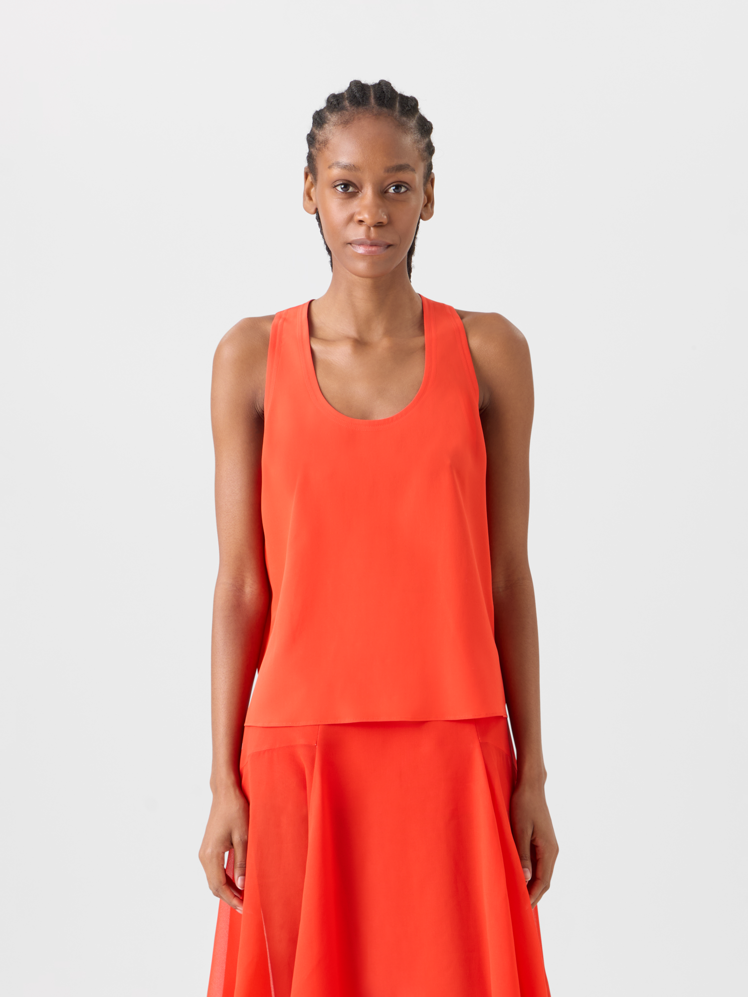 Designer Silk Georgette Tank Top - red 