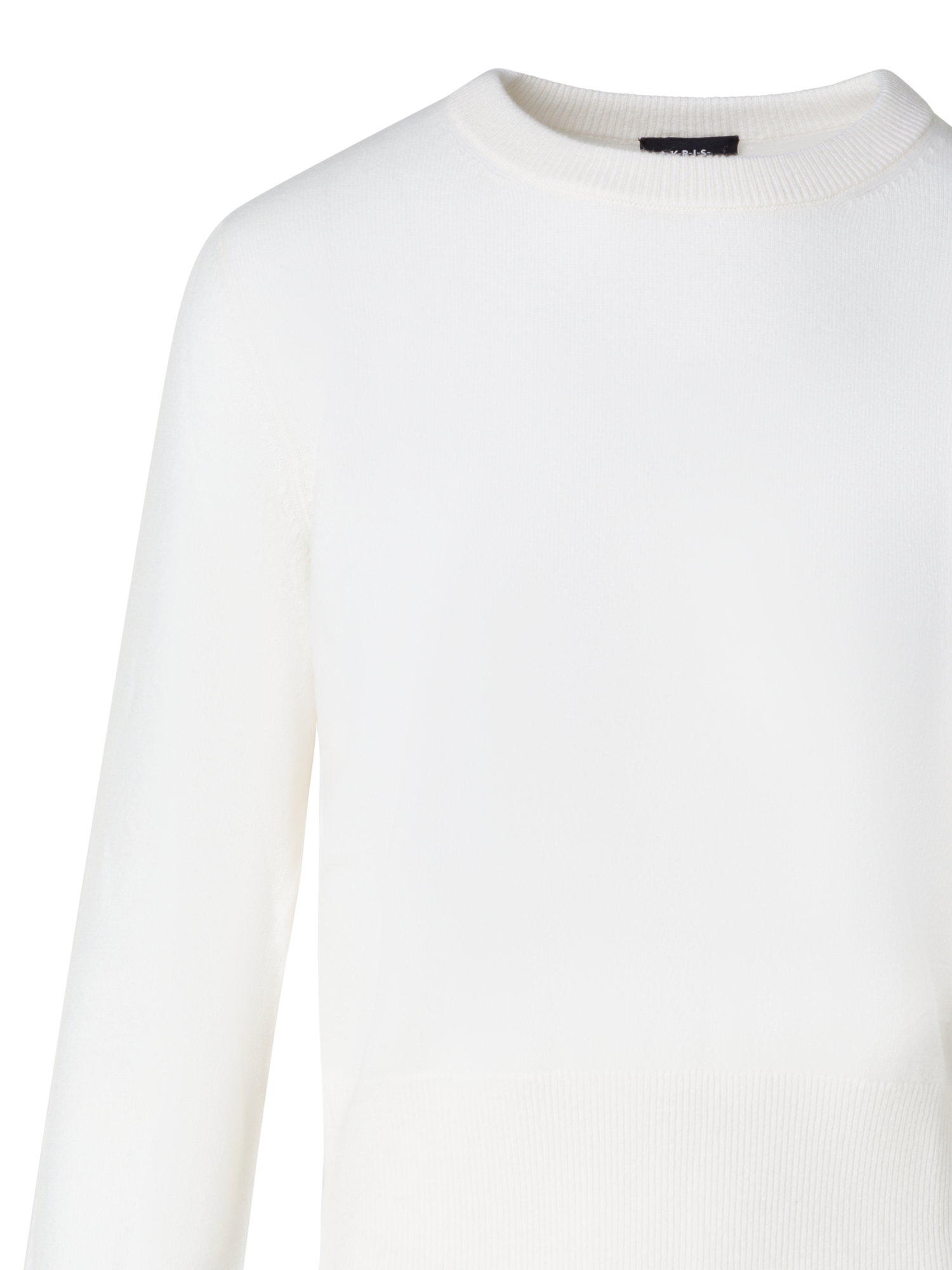 Designer Short O-Neck Sweater in 100% Cashmere - ecru - white