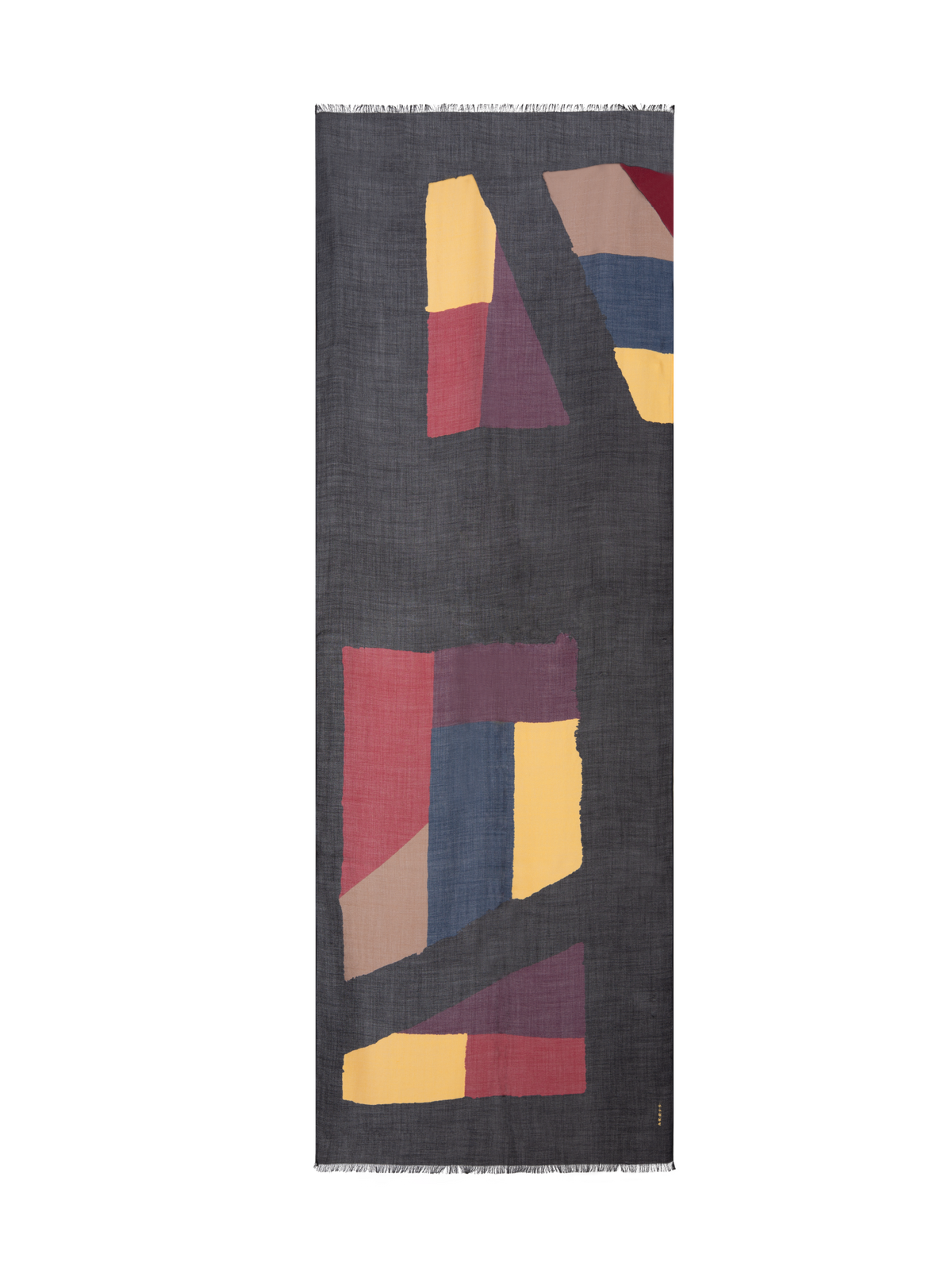 Designer Scarf in Cashmere and Silk with Orphisme Print - multicolor