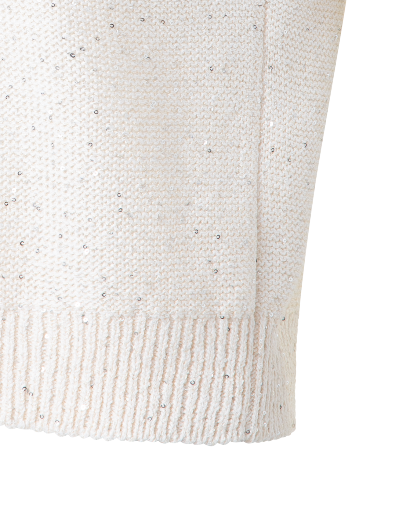 Designer Sleeveless Linen Cotton Knit Top with Sequins - neutral - pastel - beige