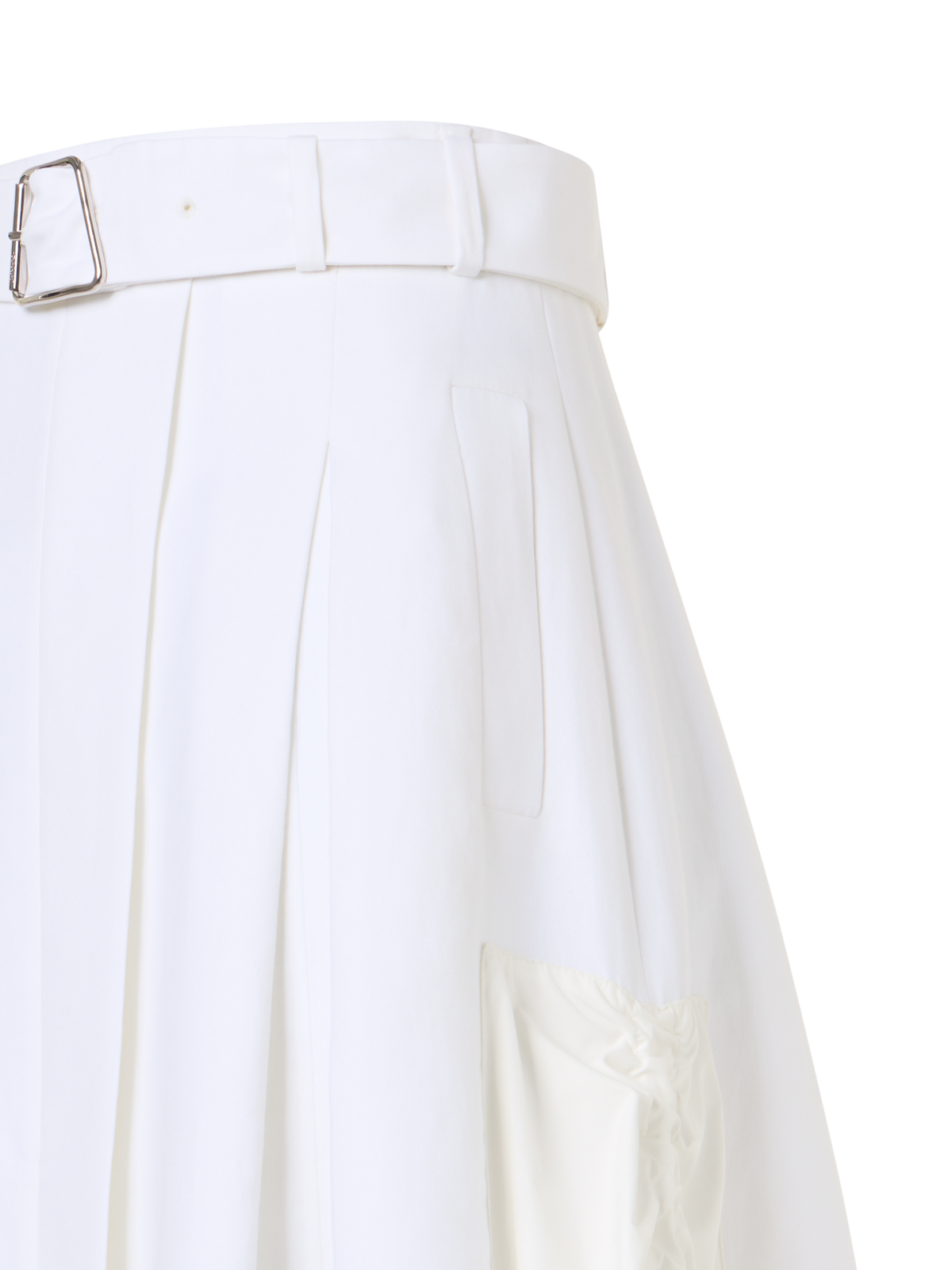 Designer Cotton Midi Skirt with Drawstrings - ecru