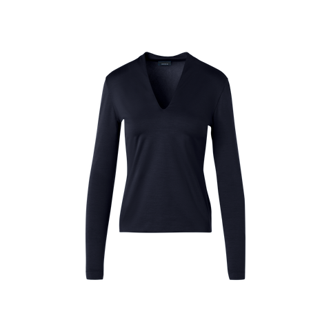 Cotton Stretch Jersey V-Neck Blouse