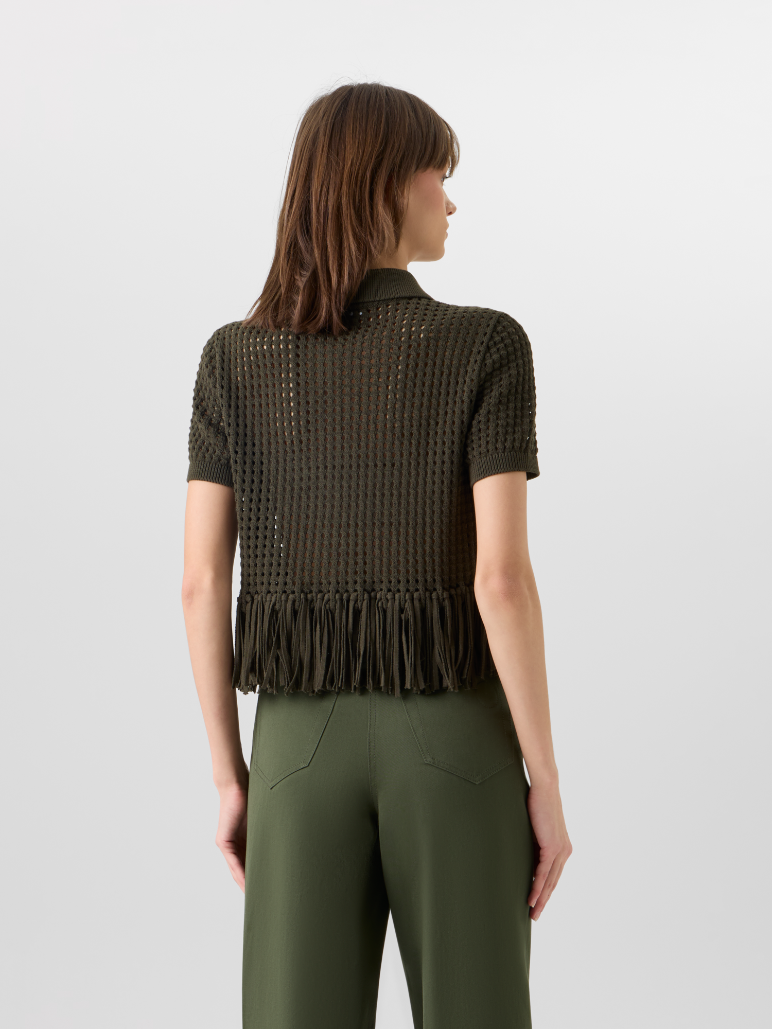 Designer Cooper Straight Wide-Leg Pants in Cotton Gabardine - green 