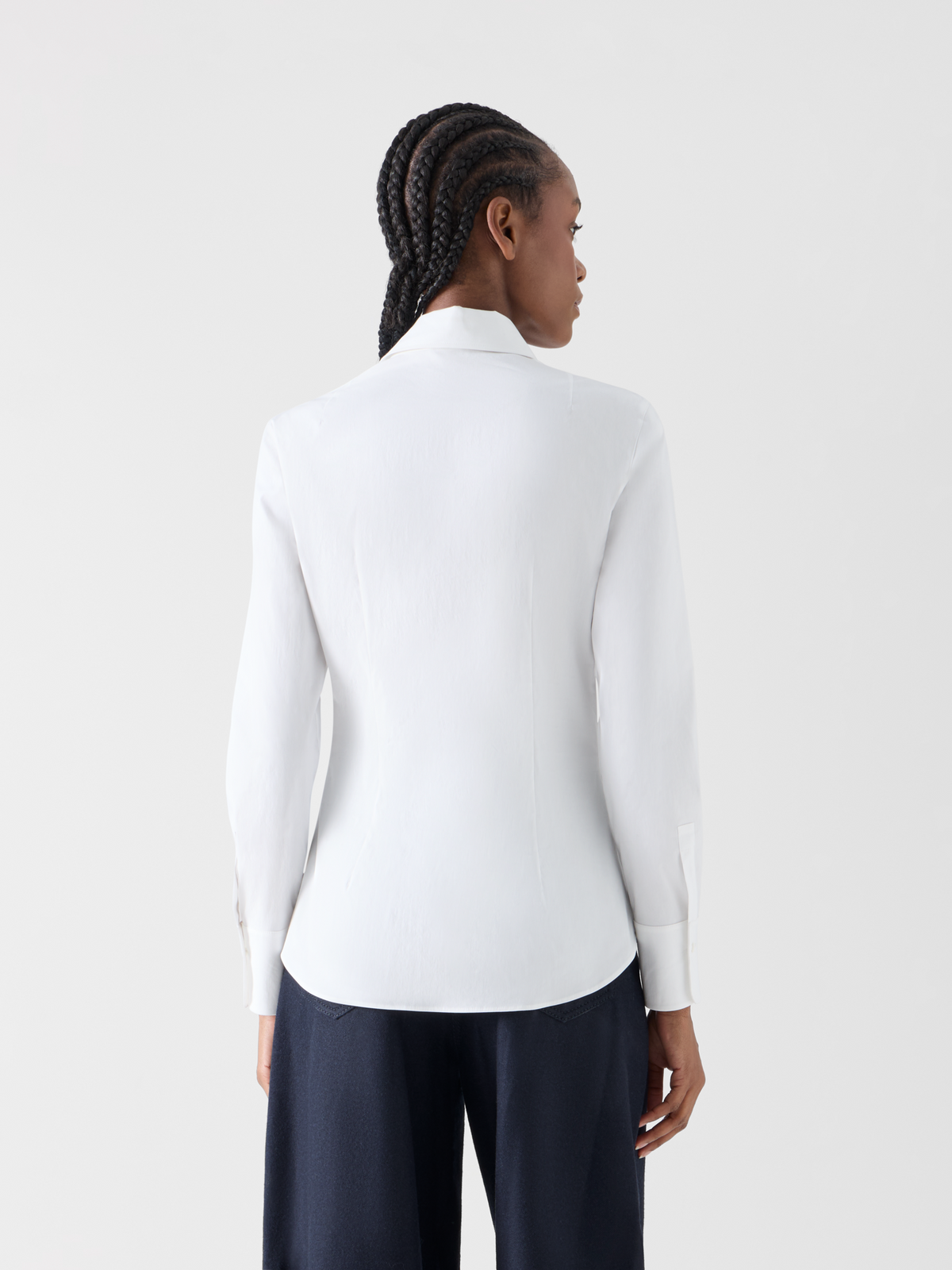 Designer Stretch Cotton Poplin Blouse - ecru 