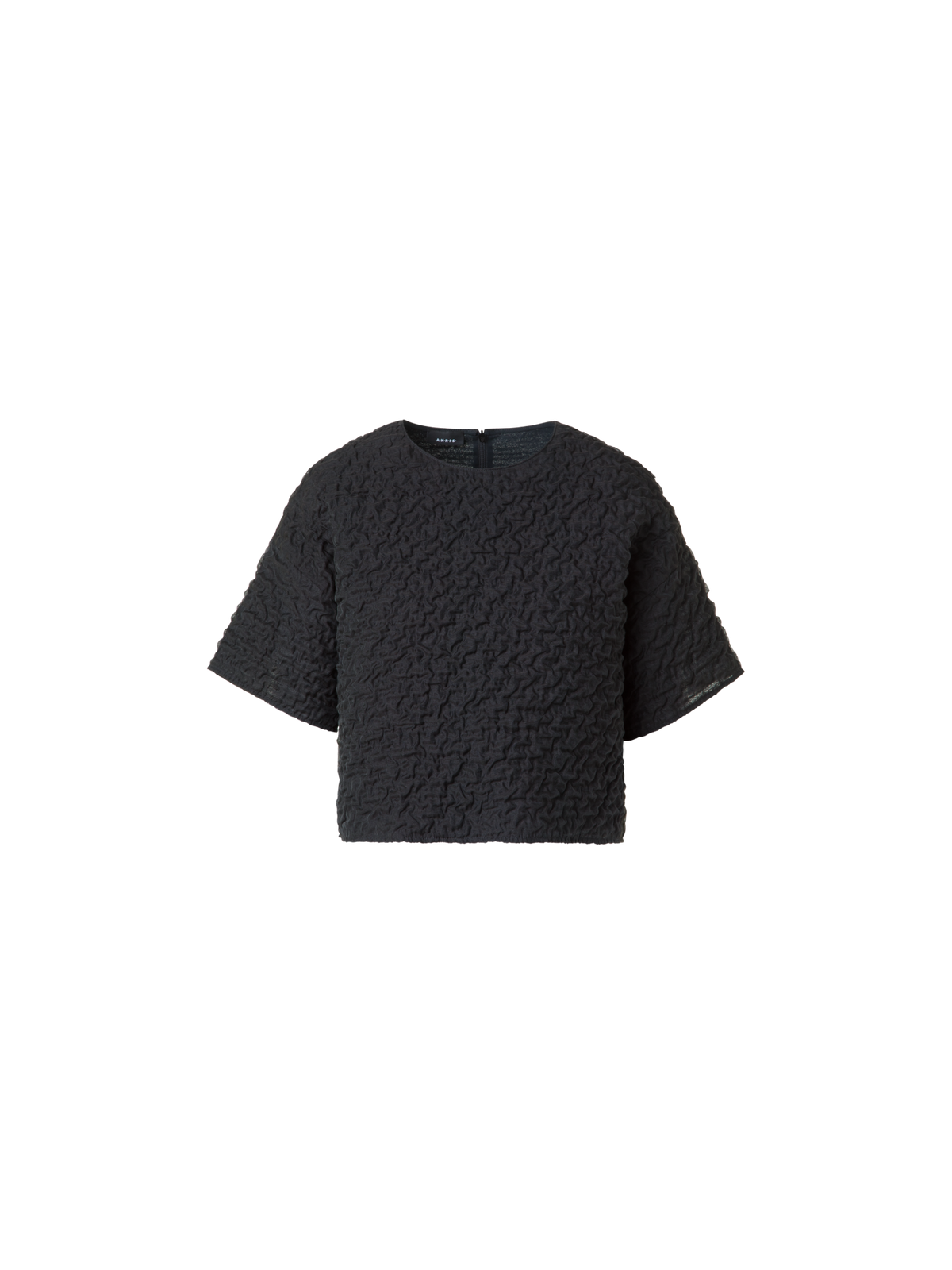 Designer Cropped Blouse in 3D Bubble Organza - black - neutral