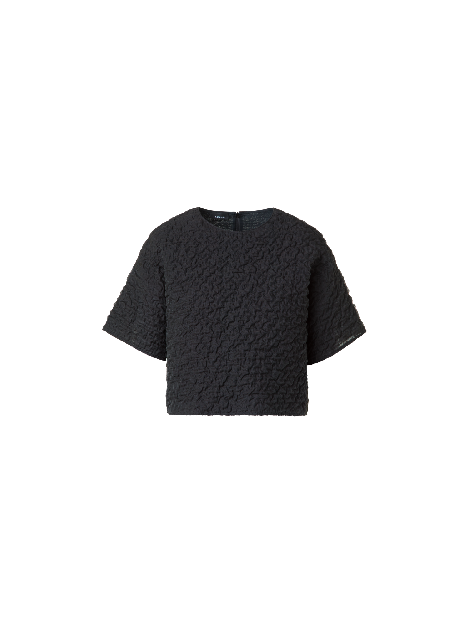 Designer Cropped Blouse in 3D Bubble Organza - black - neutral