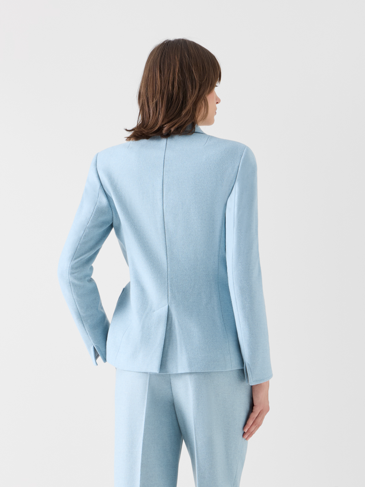 Designer Tailored Wool Flannel Jacket - blue 