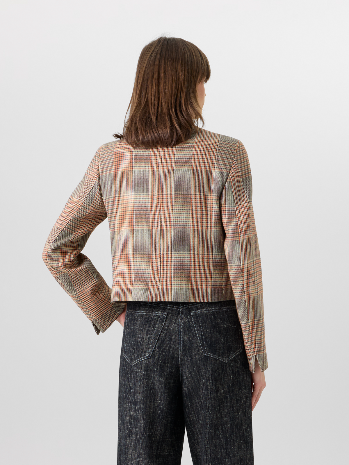 Designer Long-Sleeve Glen-Check Heavy Wool Twill Jacket - multicolor #editorial