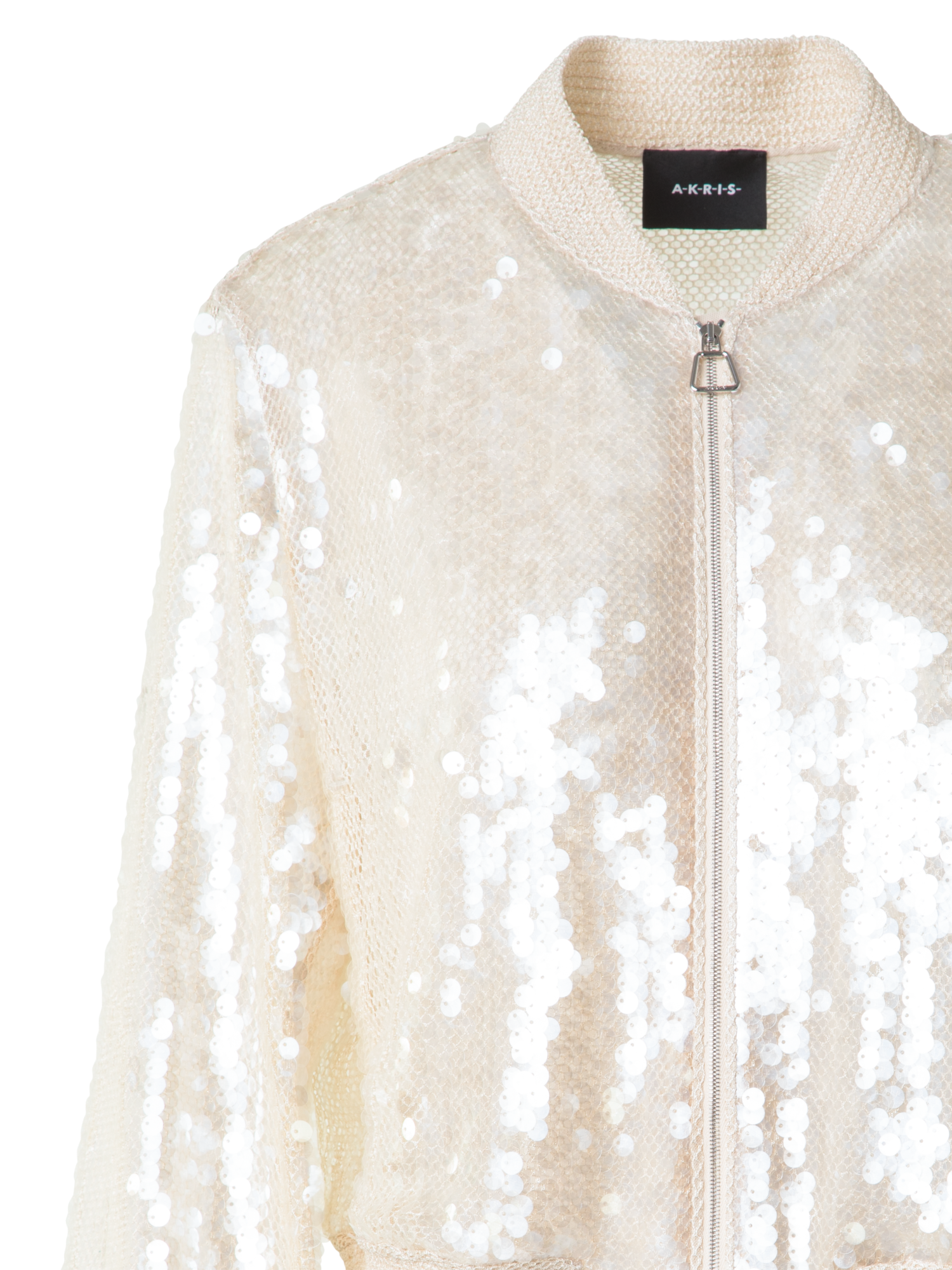 Designer Sequin Bomber Jacket - neutral - ecru - beige - white