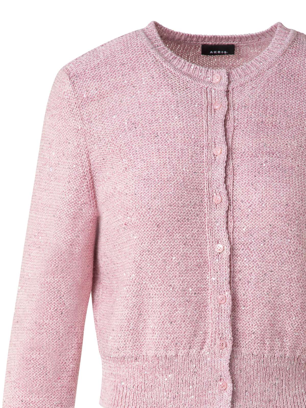 Designer Cardigan in Linen Cotton with Micro Sequins - pastel - pink