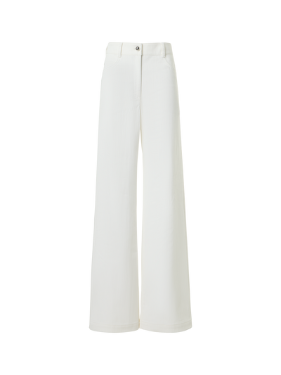 Designer Cooper Wide Leg Stretch Cotton Denim Pants - white