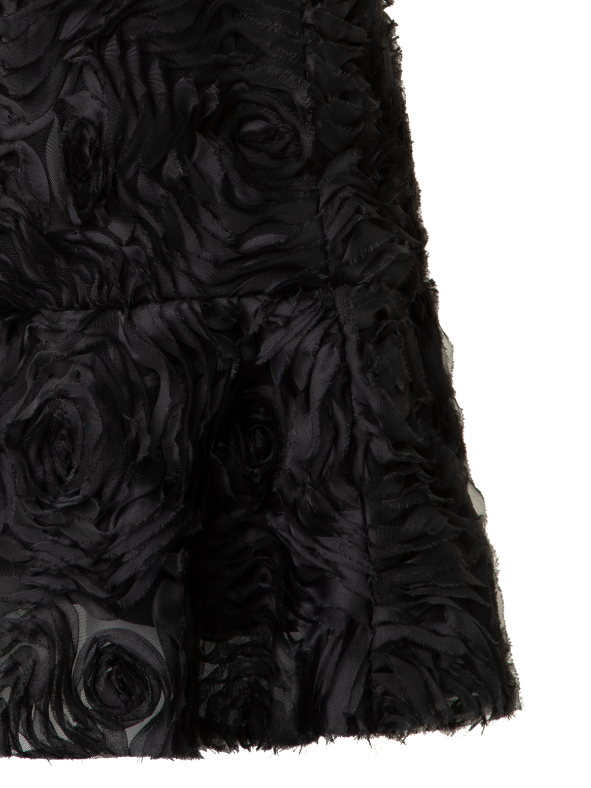 Designer Cocktail Dress with 3D Carnation Embroidery - black