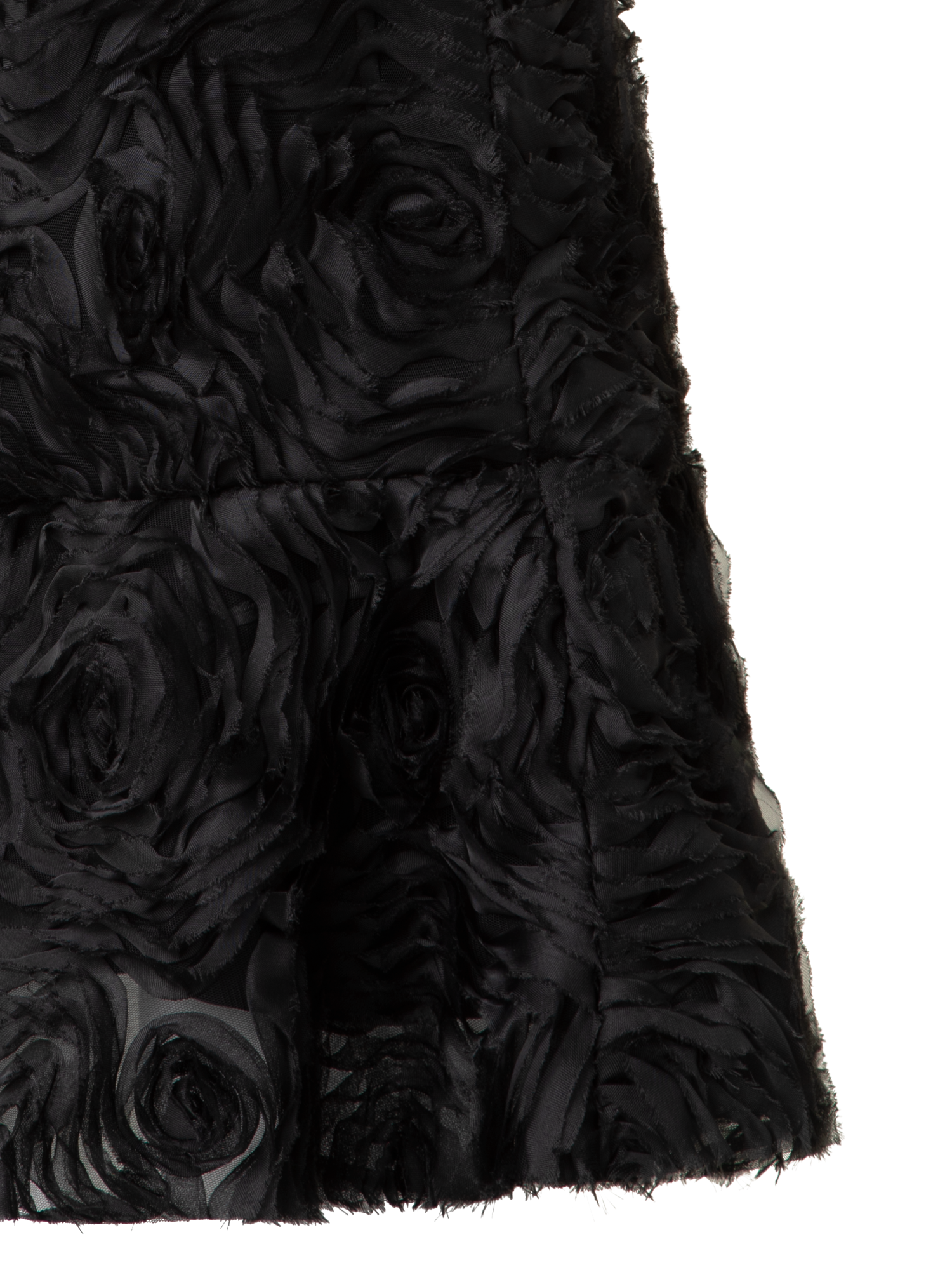 Designer Cocktail Dress with 3D Carnation Embroidery - black