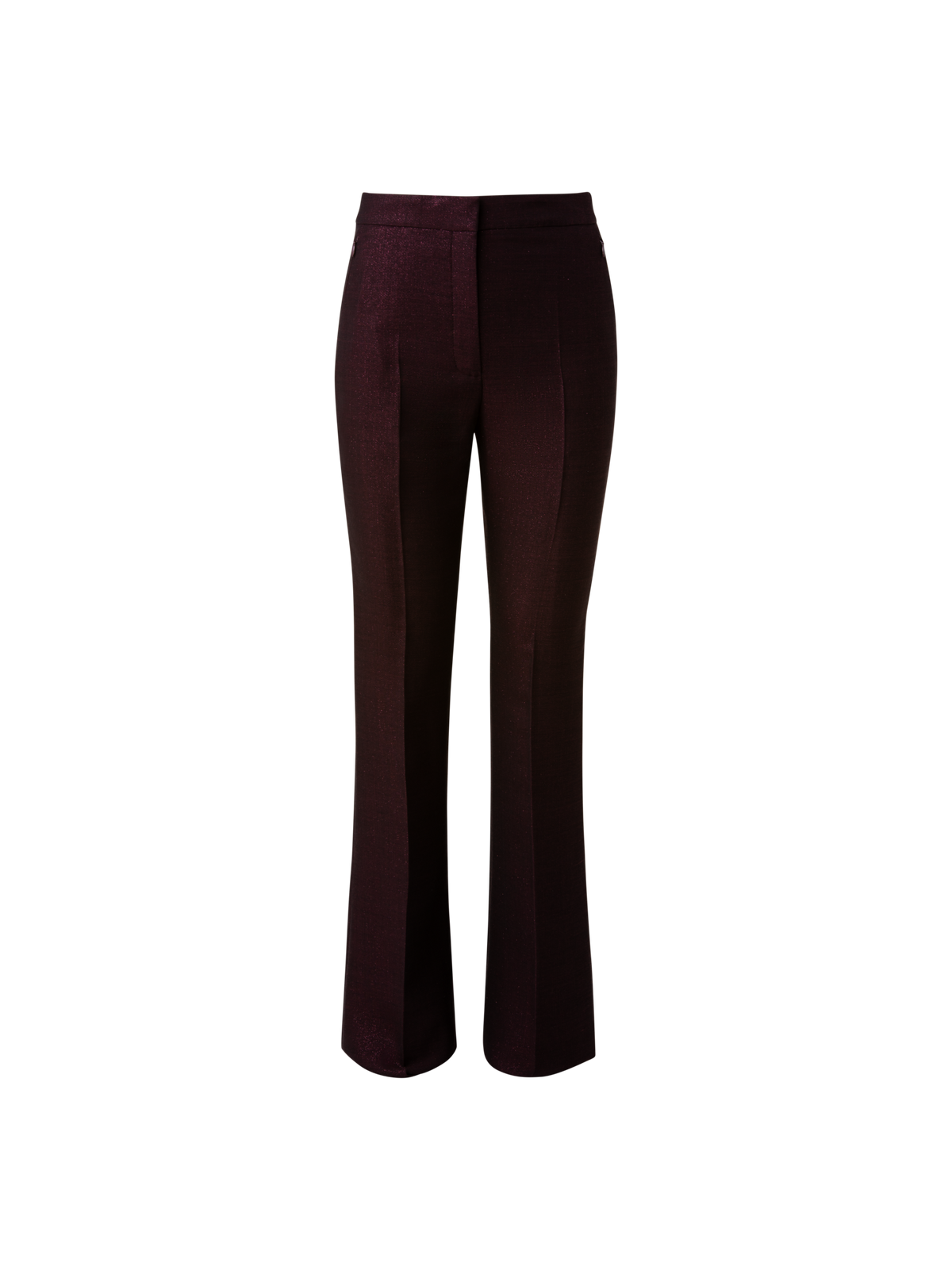 Designer Bootcut Wool Lurex Double-Face Pants - red