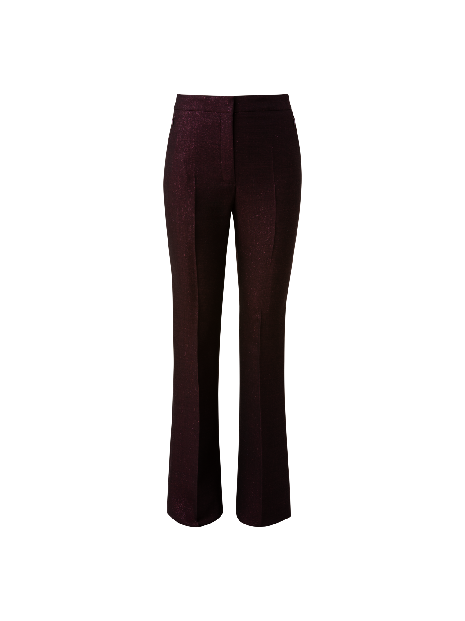 Designer Bootcut Wool Lurex Double-Face Pants - red