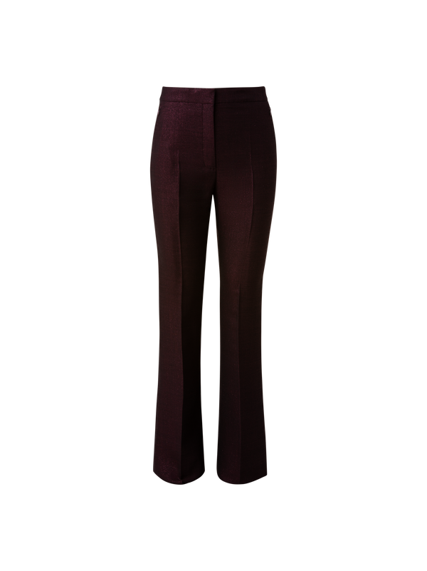 Designer Bootcut Wool Lurex Double-Face Pants - red