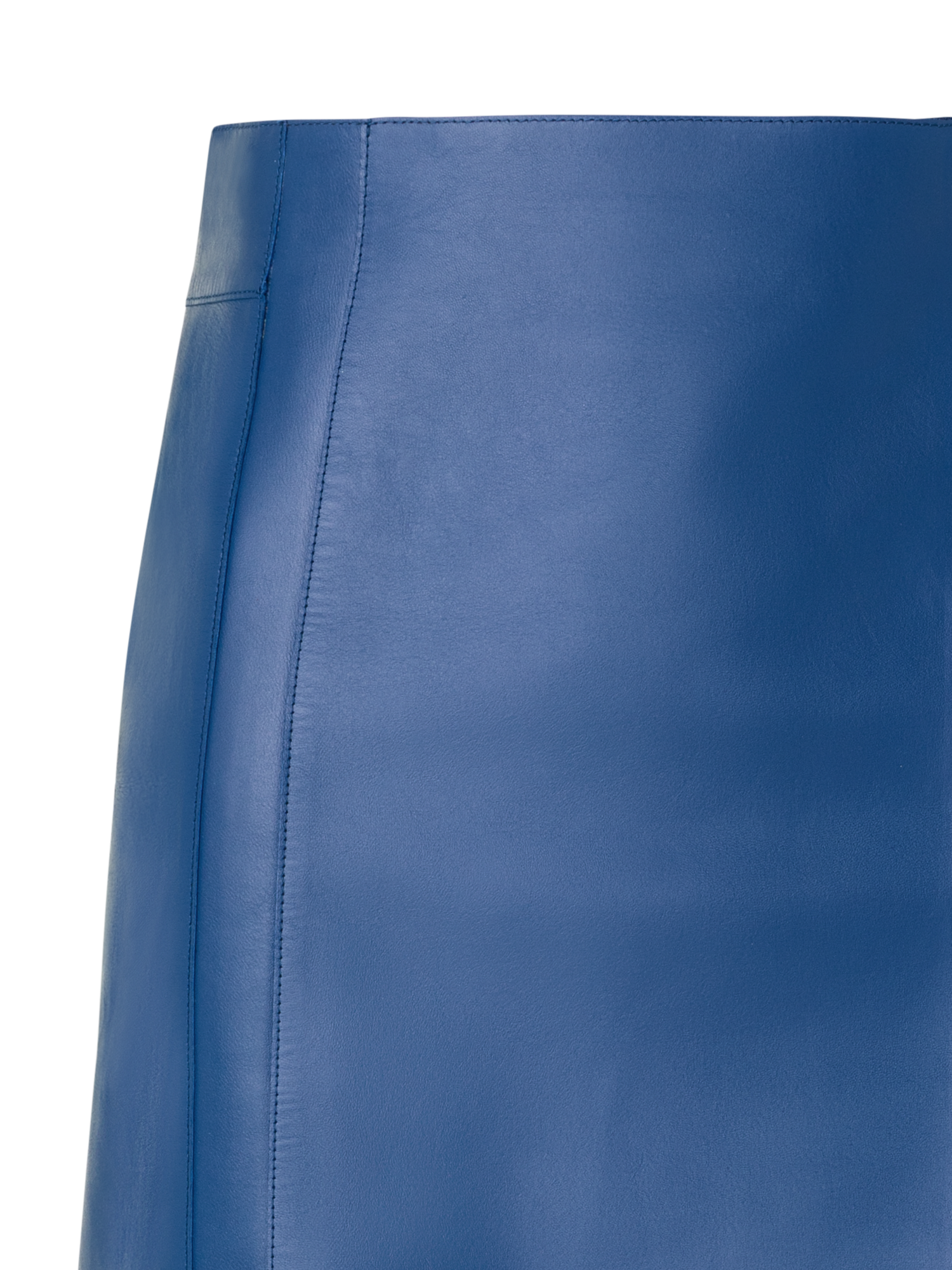 Designer Short Fitted Leather Skirt - blue