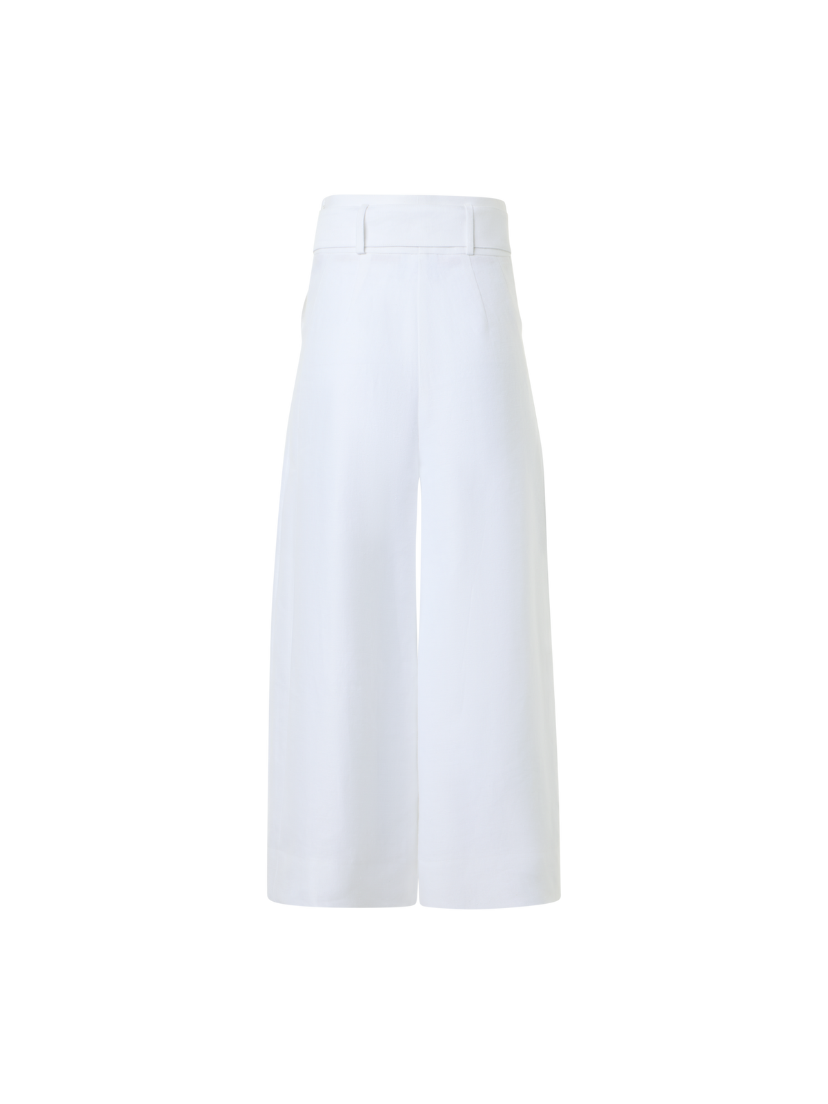 Designer Fiorella High-Rise Pleated Raw Linen Culotte Pants - white