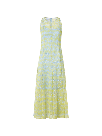 Sheer Scribble Dot Embroidered Flared Midi Dress Akris Inc. Sheer Scribble Dot Embroidered Flared Midi Dress Akris Inc.