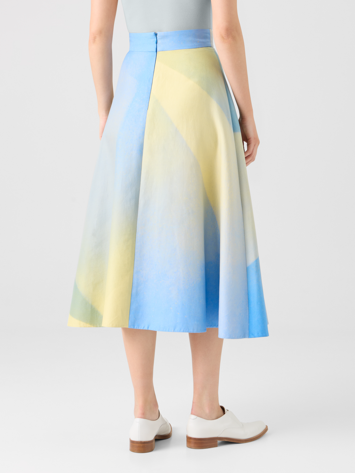 Designer Sunbeam Print Cotton Double-Weave Midi Skirt - multicolor #editorial