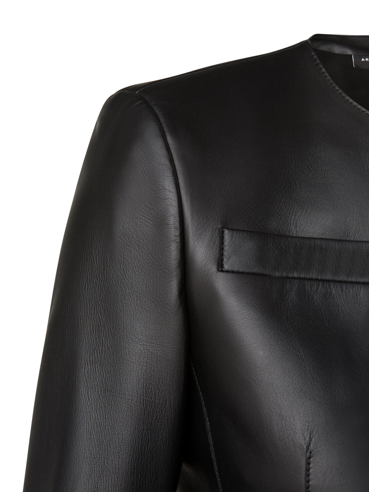 Designer Cropped Leather Jacket - black