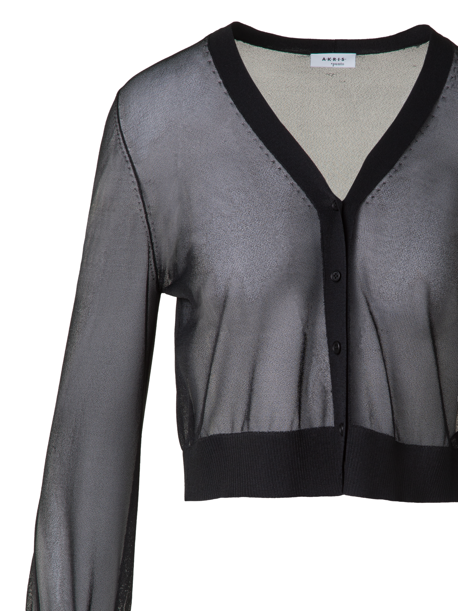 Sheer Cropped Knit Cardigan with Volume Sleeves – Akris Inc anuke