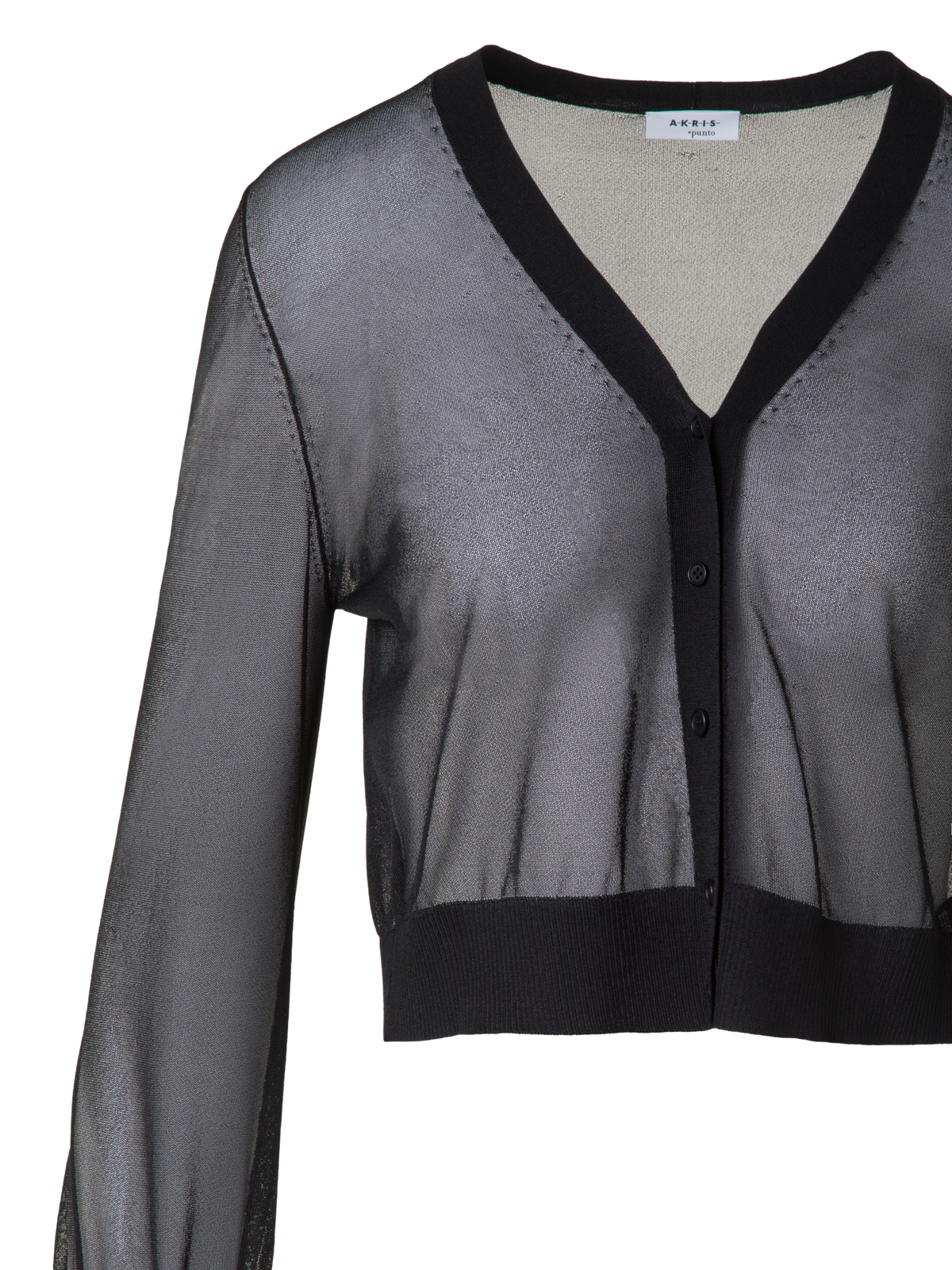 Sheer Cropped Knit Cardigan with Volume Sleeves – Akris Inc. Sheer Cropped Knit Cardigan with Volume Sleeves – Akris Inc.